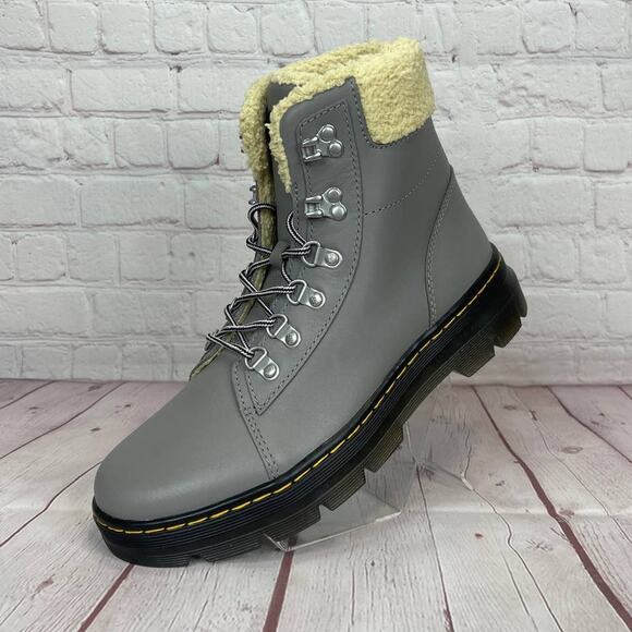 Dr. Martens Combs With Faux Fur Lined Utility Grey Boots Women’s Size 9 - Picture 4 of 12